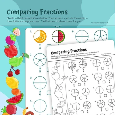 Comparing Fractions - Fill and Answer - worksheet educational content