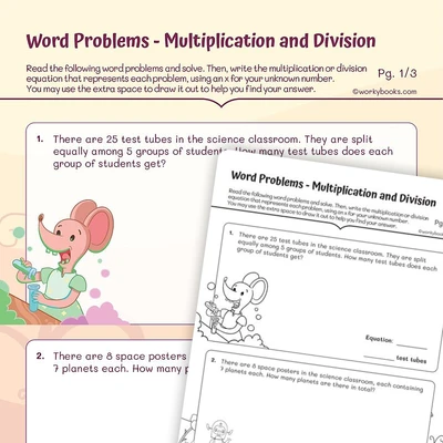 Word Problems– Multiplication and Division - worksheet educational content