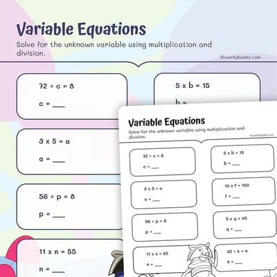 One Step Equation— Multiplication and Division - worksheet educational content