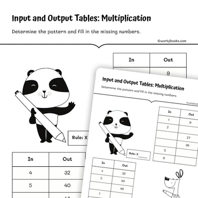 Input and Output Tables: Addition - worksheet educational content