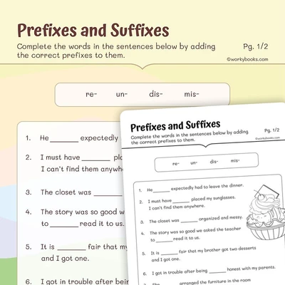 Prefixes and Suffixes - worksheet educational content