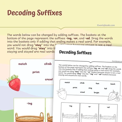 Decoding Words With Suffixes - worksheet educational content