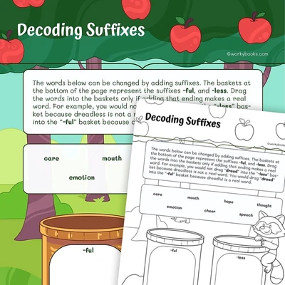 Decoding Suffixes - worksheet educational content