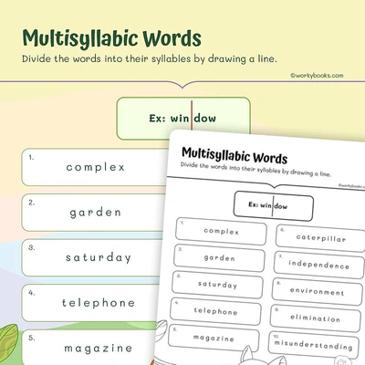 Multisyllabic Words - worksheet educational content