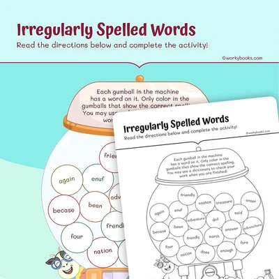 Find the Irregularly Spelled Words - worksheet educational content