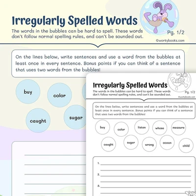 3rd Grade Irregularly Spelled Words - worksheet educational content