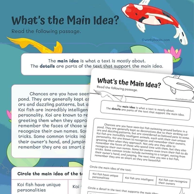 Koi Fish—What’s the Main Idea? - worksheet educational content