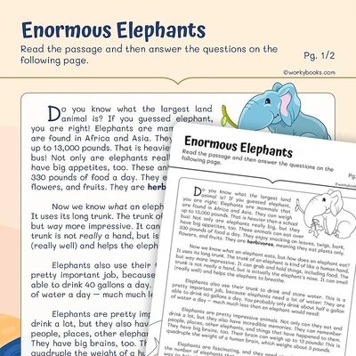 Informational Text —Elephants Facts - worksheet educational content