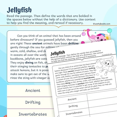 Informational Text —Jellyfish - worksheet educational content