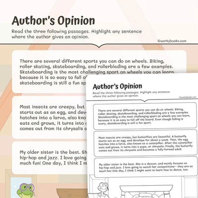 Author's Opinion - worksheet educational content