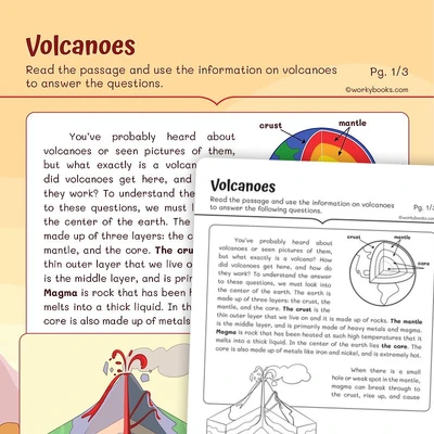 Informational Text —Volcanoes - worksheet educational content