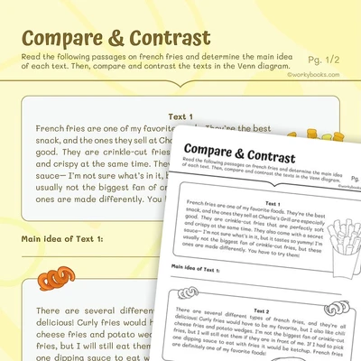 French Fries Compare & Contrast Text - worksheet educational content