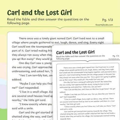 Carl and the Lost Girl—Moral of the Story - worksheet educational content