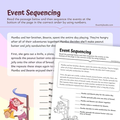PB Sandwich—Event Sequencing - worksheet educational content