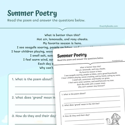 Summer Poetry - worksheet educational content