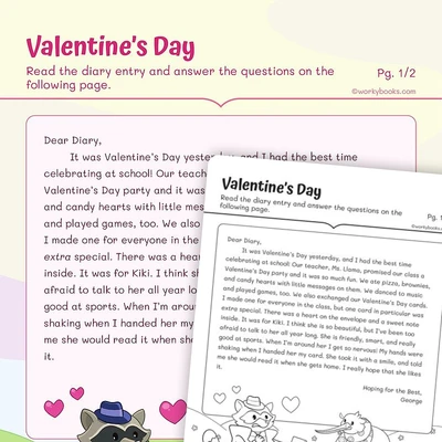 Valentine's Day— Short Fiction Passage - worksheet educational content