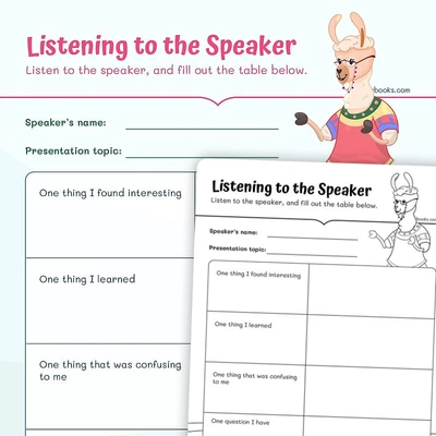 Listening to the Speaker - worksheet educational content