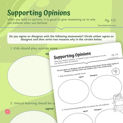 Supporting Opinions - worksheet educational content
