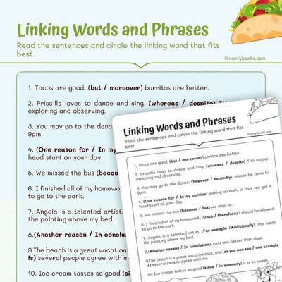 Linking Words and Phrases - worksheet educational content
