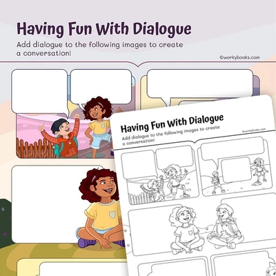 Having Fun With Dialogue Template - worksheet educational content