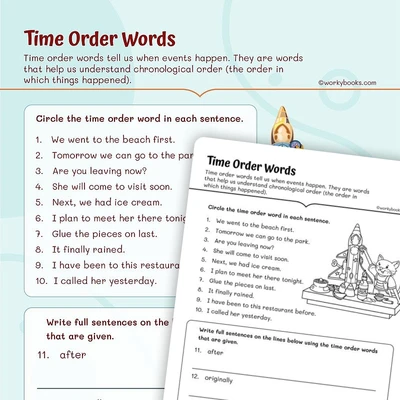 Time Order Words - worksheet educational content