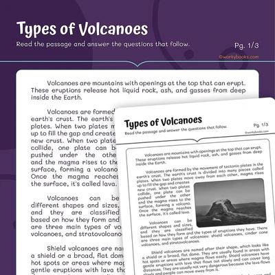 Types of Volcanoes - worksheet educational content