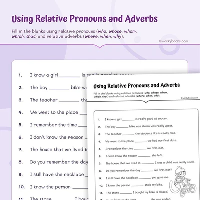 Using Relative Pronouns and Adverbs - worksheet educational content