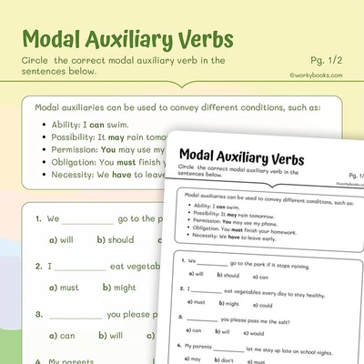 Modal Auxiliary Verbs - worksheet educational content