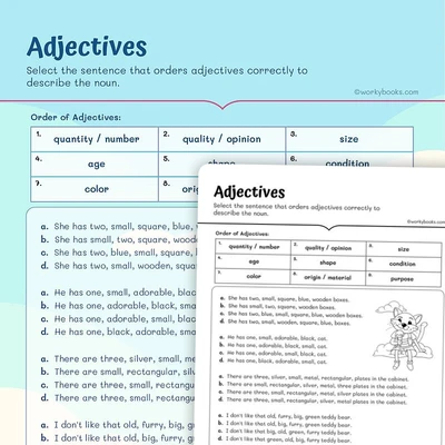 Order of Adjectives - worksheet educational content