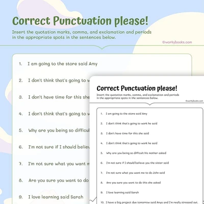 Correct, Punctuation Please! - worksheet educational content