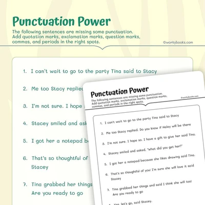 Punctuation Power - worksheet educational content