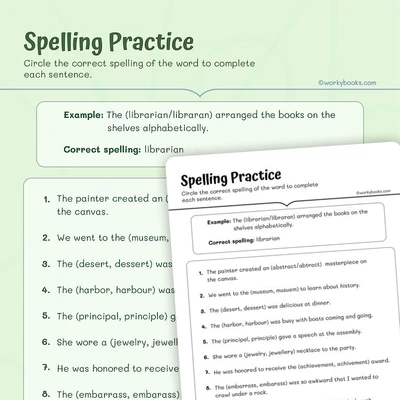 Grade 4  Spelling Practice - worksheet educational content