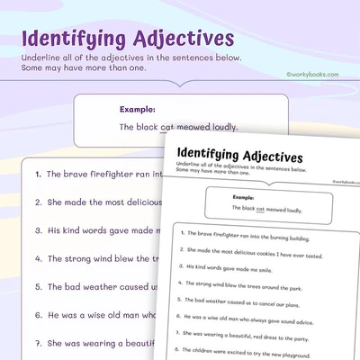 Identifying Adjectives - worksheet educational content