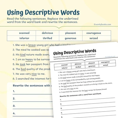 Using Descriptive Words - worksheet educational content