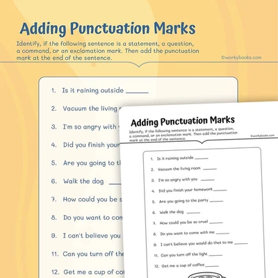 Adding Punctuation Marks - worksheet educational content