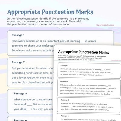 Appropriate Punctuation Marks - worksheet educational content