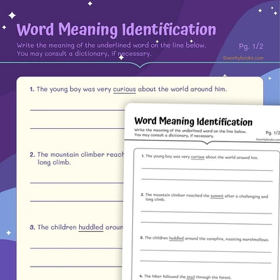 Word Meaning Identification - worksheet educational content