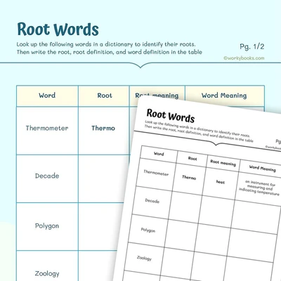 4th Grade Root Words - worksheet educational content