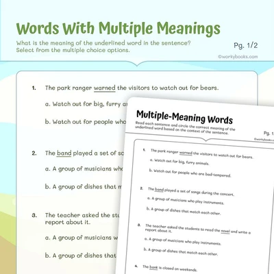 Words With Multiple Meanings - worksheet educational content