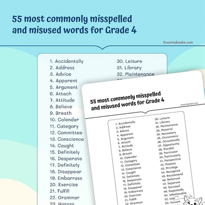 55 most commonly Mispelled Words - resource educational content