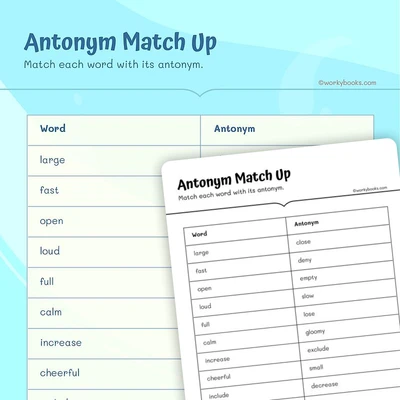 Antonym Match Up - worksheet educational content