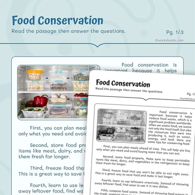 Food conservation—Academic vocabulary - worksheet educational content