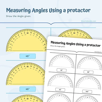 Measuring Angles Using a Protractor - worksheet educational content