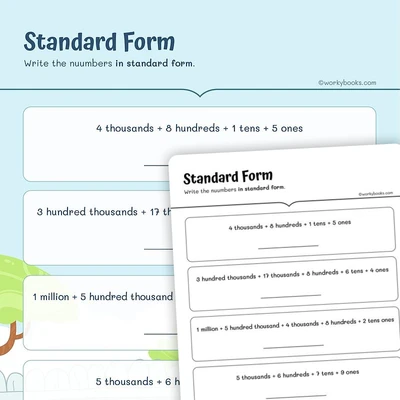 Standard Form - worksheet educational content