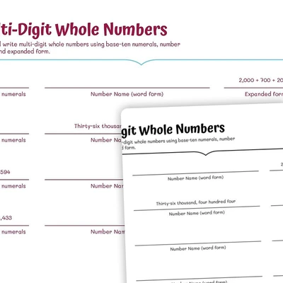Expanded Form Multi—Digit Whole Numbers - worksheet educational content