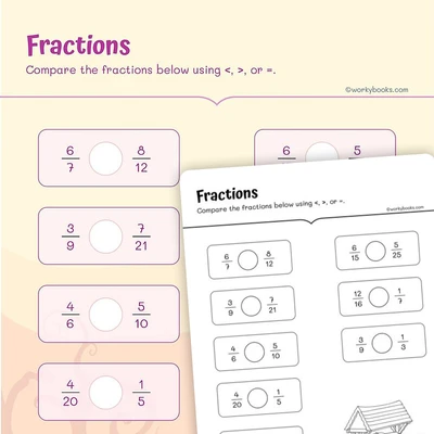 Greater Than or Less Than? Comparing Fractions - worksheet educational content