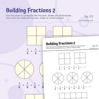 Math Building Fractions - worksheet educational content