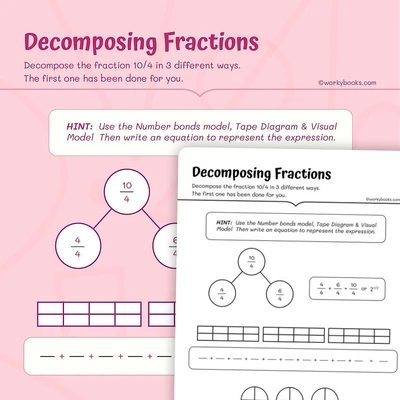 Decomposing Fractions - worksheet educational content