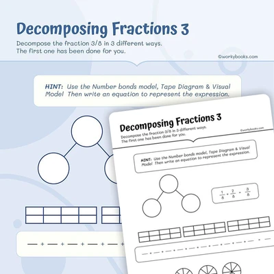 Decomposing Fractions 4th Grade - worksheet educational content