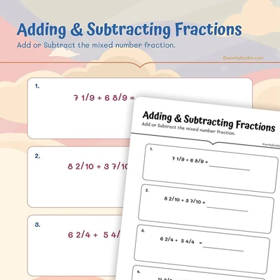 Adding Fractions with Like Denominator - worksheet educational content